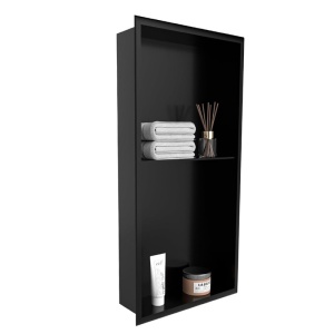 Raft dublu de baie incorporat, negru mat, Duo 60 x 30 x 10 cm - Img 6