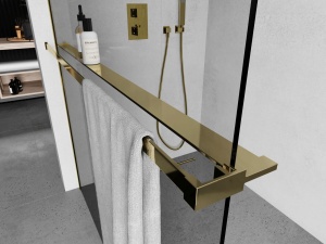 Raft dus cu cuier pentru prosop, Auriu dimensiune 140cm, decupabil - Img 3