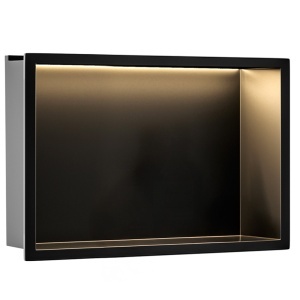 Raft Incastrat Baie cu Iluminare LED 30x45 cm, Otel Inoxidabil AISI 304, Titan - Img 2