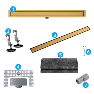 Rigola de duș liniară cu sifon fix și randament ridicat Fix DL01 60 cm – auriu - Img 11
