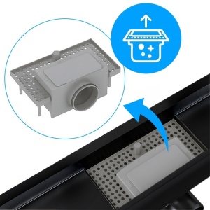 Rigola de duș liniară cu sifon fix și randament ridicat Omega DL01 70 cm – Negru - Img 7