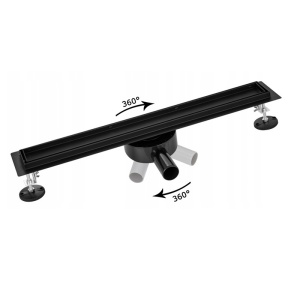 Rigola de dus liniara cu sifon rotativ si randament ridicat Slim DL03 70 cm negru - Img 9