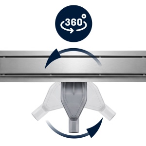 Rigola de dus liniara DL05 inox 100 cm cu gratar reversibil 2 in 1 si sifon rotativ 360 - Img 3