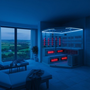 Sauna combinata cu infrarosu si finlandeza cu soba Harvia 8kW, Moss 200 x 200 cm pentru 8 persoane - Img 10