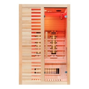 Saună cu infraroșu cu piatră de sare + turmaline MO-C2ST, 120 x 100 x 190 cm pentru 1-2 persoane