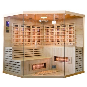 Sauna cu infrarosu si perete din sare de Himalaya MO-EA5CRS – 200 x 200 x 200 cm, 5 locuri