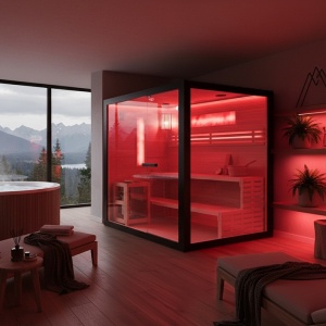 Sauna finlandeza cu temperatura inalta si soba HARVIA 6KW pentru 4 persoane Forsa 180 x 160 cm - Img 2