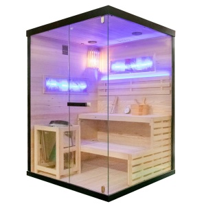 Sauna finlandeza neagra cu temperatura inalta Harvia 4.5kW, 140 x 150 cm pentru 3-4 persoane
