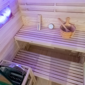 Sauna finlandeza neagra cu temperatura inalta Harvia 4.5kW, 140 x 150 cm pentru 3-4 persoane - Img 11