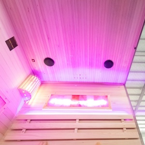 Sauna finlandeza neagra cu temperatura inalta Harvia 4.5kW, 140 x 150 cm pentru 3-4 persoane - Img 21