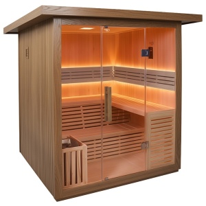 Sauna finlandeza pentru gradina cu soba Asker pentru 4-6 persoane, 180 x 180 cm
