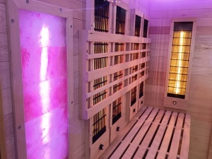 Saună finlandeză și cu infraroșu pentru interior, 150x150x200 cm, încălzitor electric 6 kW, piatră de sare inclusă - Img 9