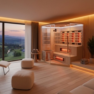 Sauna uscata combinata infrarosu cu soba Harvia 6 kW 150 x 150 cm pentru 4-5persoane - Img 2