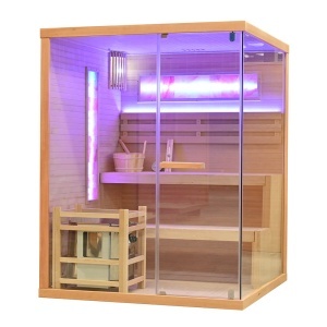 Sauna uscata cu soba Harvia 6kW pentru 3 persoane si montaj stanga EP3S 150 x 140 x 200 cm - Img 2