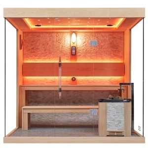 Sauna uscata finlandeza pentru interior MUE-1250 cu soba Harvia 6 kW – 220 x 180 x 210 cm, 4 locuri - Img 2