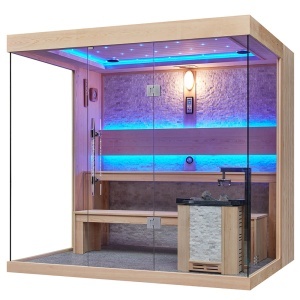 Sauna uscata finlandeza pentru interior MUE-1250 cu soba Harvia 6 kW – 220 x 180 x 210 cm, 4 locuri - Img 12