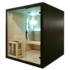 Saună uscată MO-EA4S LUX cu soba Harvia de 8 kW, piatră de sare și izolație de perete 180 x 180 x 200 cm - Img 10