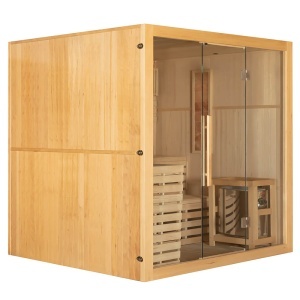 Saună uscată MO-EA4S XL cu soba Harvia 8 KW, piatră de sare și izolație de perete 200 x 180 x 200 cm - Img 8
