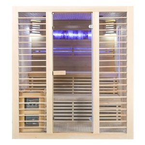 Saună uscată MO-EL4S cu soba Harvia 8 kW, piatră de sare și izolație de perete 180 x 180 x 200 cm - Img 4