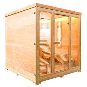 Saună uscată MO-EL5S-L cu aragaz Harvia 8 kW, șezlonguri, piatră de sare și izolație 180 x 180 x 190 cm - Img 12