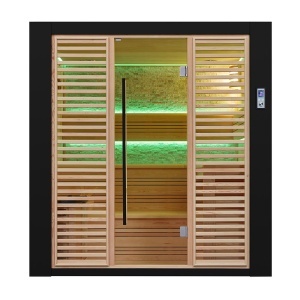 Sauna uscata traditionala finlandeza MUE-1402 cu soba Harvia 6kW, piatra decorativa, 200 x 170 x 210 cm - Img 5