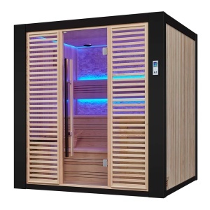 Sauna uscata traditionala finlandeza MUE-1402 cu soba Harvia 6kW, piatra decorativa, 200 x 170 x 210 cm - Img 15