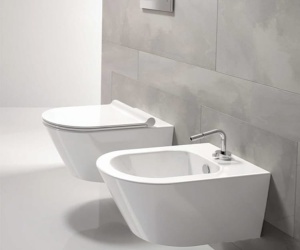 Set Bideu si Vas WC PRO GEBERIT, ceramica sanitara, Vas WC SONET RIMLESS + Bideu + Capac Soft-Close Inclus SLIM PREMIUM + Cadru + Clapeta - Img 5