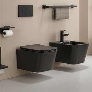 Set Bideu si Vas WC PRO IMPERIA INES RIMLESS BLACK MATT, montaj suspendat, ceramica sanitara, Capac Soft-Close inclus - Img 5