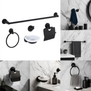 Set de accesorii pentru baie 5 in 1 Colin Negru - Img 3