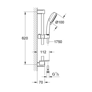 Set de dus cu bara Grohe Tempesta Cosmopolitan 100 crom lucios 2 tipuri de jet - Img 2