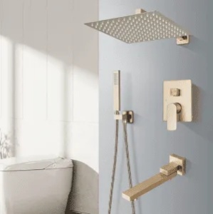 Set de dus incastrat in perete cu 3 functii, Para 30X30 cm, Finisaj Gold Mat