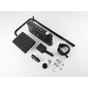 Set de dus PRO cu ecran LCD, dus cu efect de ploaie, baterie cu display, Finisaj Negru - Img 13