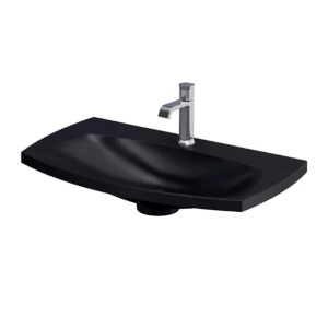 Set dulap baza suspendat Oristo Louis bleumarin 2 sertare cu lavoar negru mat 82 cm - Img 5