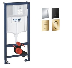 Set GROHE Bideu si Vas WC IMPERIA RIMLESS+Capac Soft-Close Inclus SLIM PREMIUM+Cadru+Clapeta, Ceramica sanitara, Negru mat - Img 17
