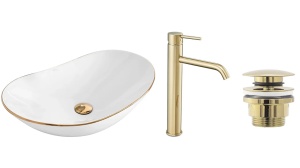 Set lavoar ROYAL GOLD EDGE si baterie inalta LUNGO GOLD ,DOP UNIVERSAL gold - Img 9