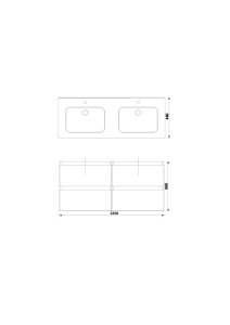 Set mobilier suspendat cu lavoar dublu Gala Daily stejar rustic 120 x 46 x 57 cm 4 sertare - Img 2