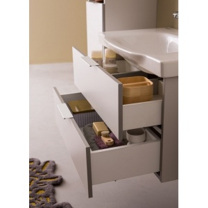 Set mobilier suspendat cu lavoar Kolpasan Lana 65 cm lemn deschis - Img 3
