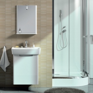 Set mobilier suspendat si lavoar Kolo Rekord 60 cm alb lucios - Img 2