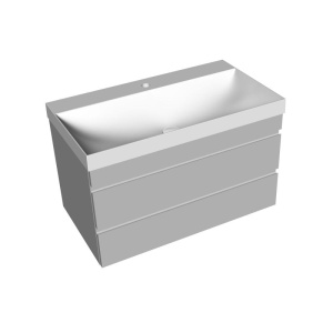 Set mobilier suspendat si lavoar KolpaSan Naomi alb 80 x 45 cm - Img 3