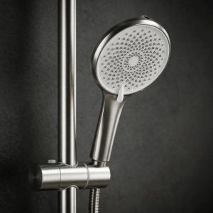 Set pentru dus baterie cu para de dus tip ploaie Rea Rivo Brush Nickel - Img 4