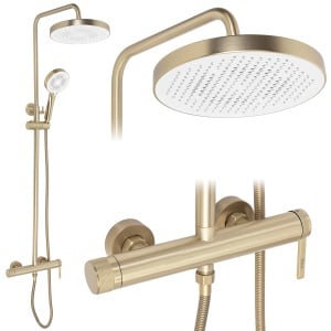 Set pentru dus Rea Grace Brush Gold cu para si palarie de dus