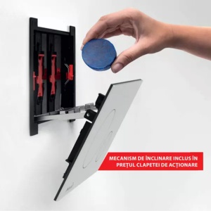 Set rezervor WC cu cadru incastrat Alcadrain AM101/1120 si clapeta M678 negru plus vas WC Fluminia Minerva cu capac softclose - Img 3