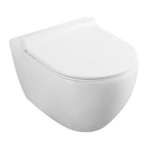 Set rezervor WC cu cadru incastrat Alcadrain AM101/1120 si clapeta M578 negru mat plus vas WC Fluminia Minerva cu capac softclose alb - Img 7