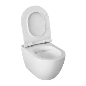 Set rezervor WC cu cadru incastrat Alcadrain AM101/1120 si clapeta M676 alb mat plus vas WC Fluminia Minerva cu capac softclose alb - Img 6
