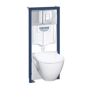 Set rezervor WC Grohe Solido 5 in 1 si clapeta crom Skate Cosmopolitan plus vas WC cu capac softclose - Img 1