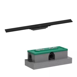 Set rigola pentru dus plus capac Hansgrohe RainDrain Flex ajustabil 80 cm negru mat - Img 1