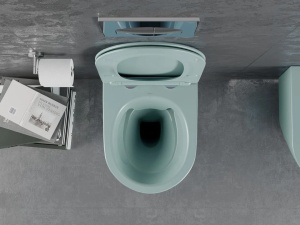 Set vas Wc cu capac soft-close inclus, Montaj suspendat, Ceramica sanitara, Culoare Coral - Img 2