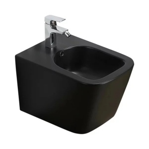 Set vas wc rimless suspendat Fluminia Paris cu capac softclose negru mat + bideu suspendat Fluminia Paris negru mat - Img 2