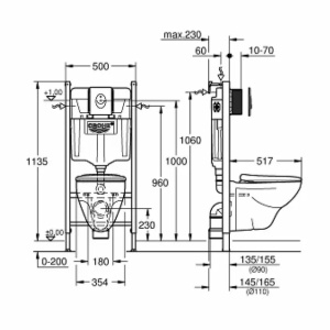 Set vas WC suspendat cu capac Grohe rezervor incastrat Solido Compact 4 in 1 cu clapeta alba Skate Air preasamblat - Img 3