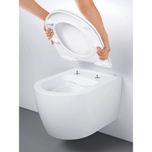 Set vas WC suspendat Grohe Bau Ceramic Rimless alb cu capac, clapeta si rezervor incastrat - Img 4